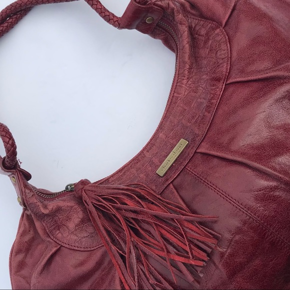 Charles David Burgundy Reptile Boho Bag Burgundy - Picture 3 of 6
